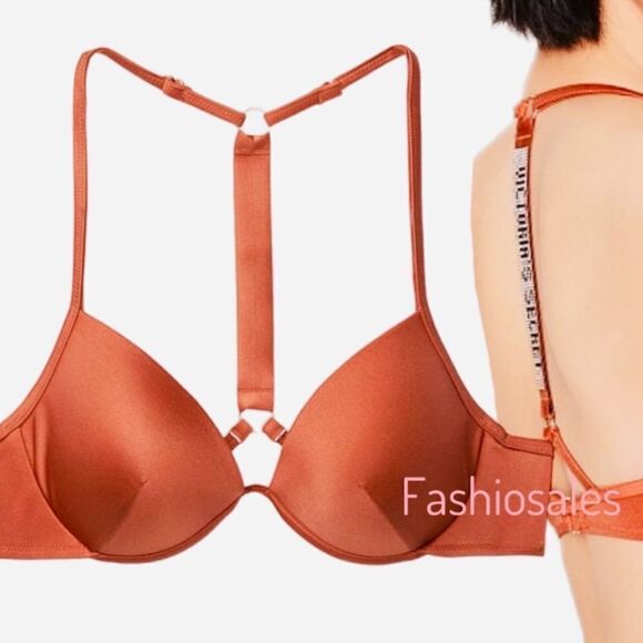 Victorias Secret Swim Shine Strap Full Coverage Push Up Bikini top Ginger Glaze - Picture 1 of 5